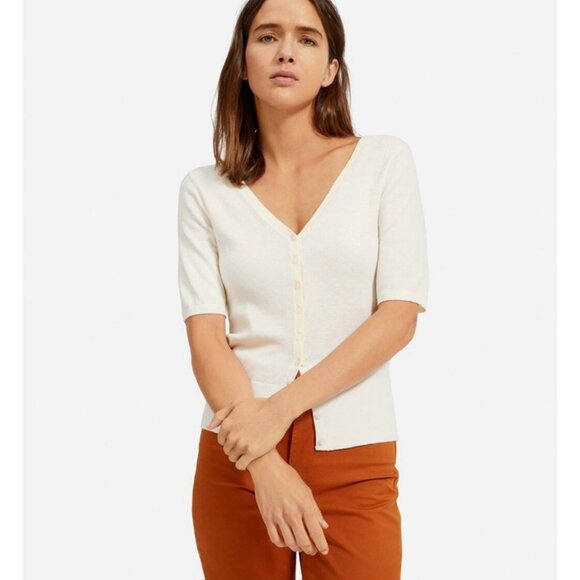 NWOT Everlane The Cotton-Merino Short-Sleeve Cardigan in Marigold S - Picture 6 of 6